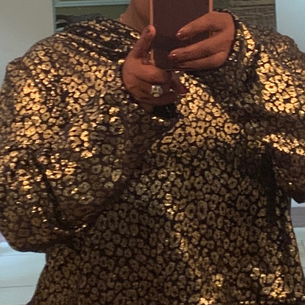 Black and gold velour hoodie.  Extremely soft